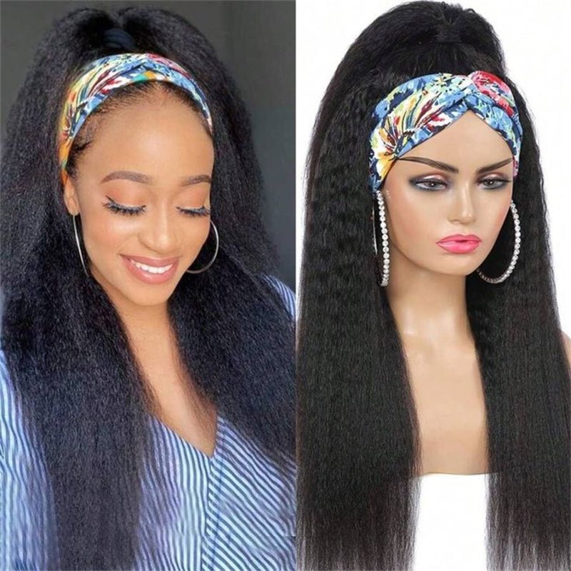 Leomoda Headband Wig Yaki Straight Human Hair Wigs 150% Beginner Friendly Half Wig - Perismoda Hair